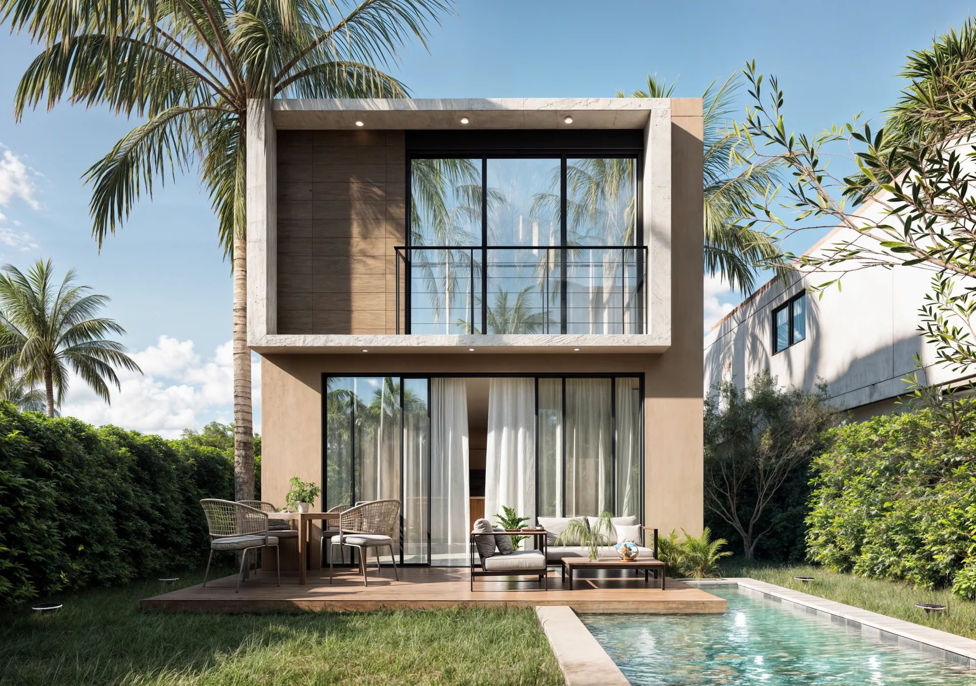 Área exterior con piscina de villa tipo A de Canavé
