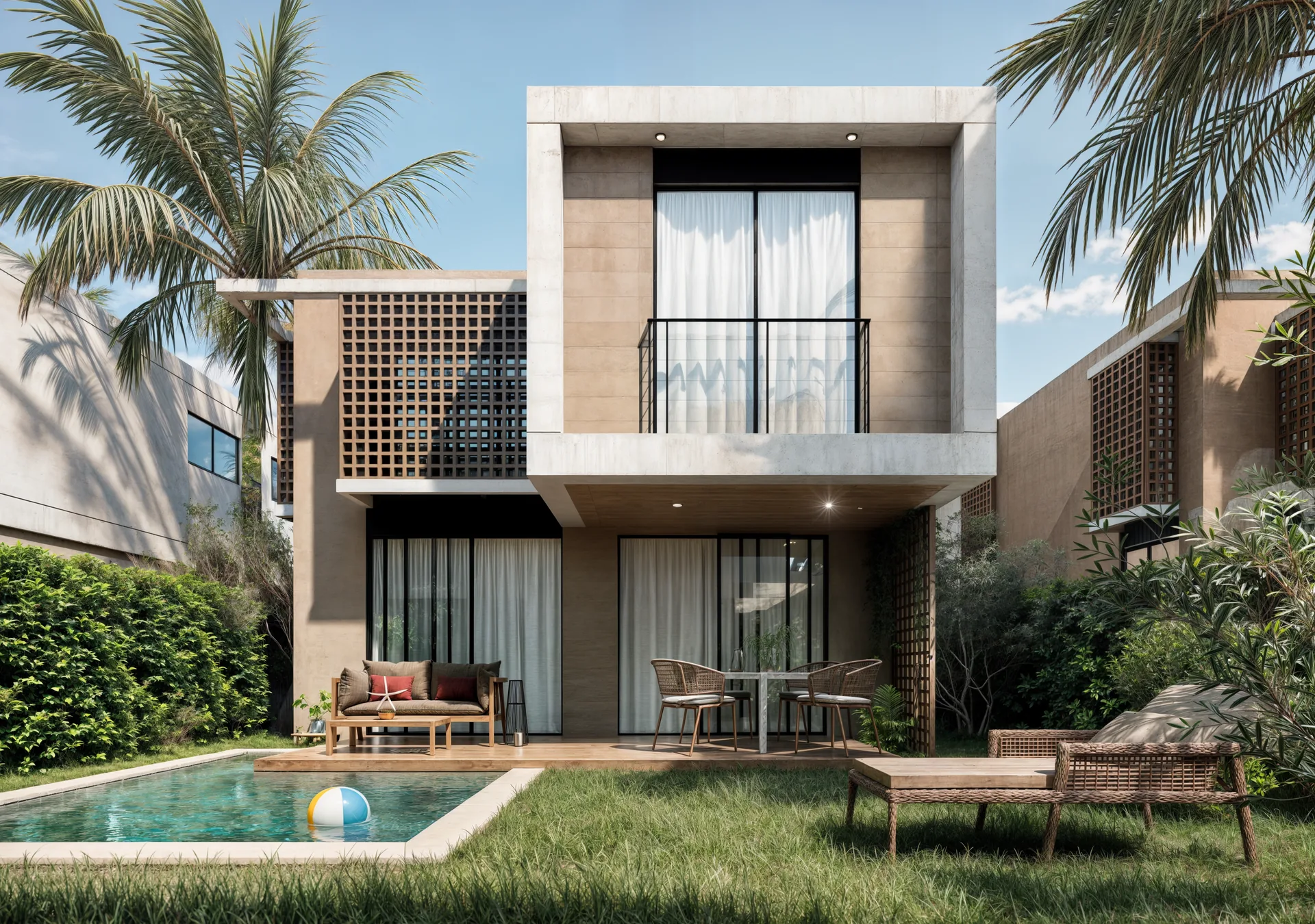 Área exterior con piscina de villa tipo C de Canavé