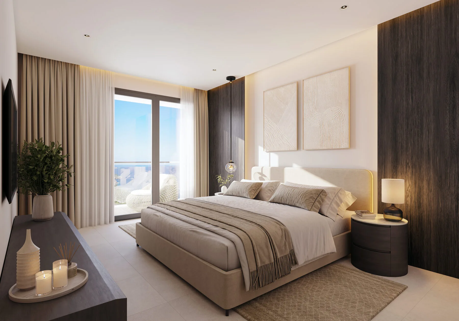 Dormitorio de una residencia de Coralia