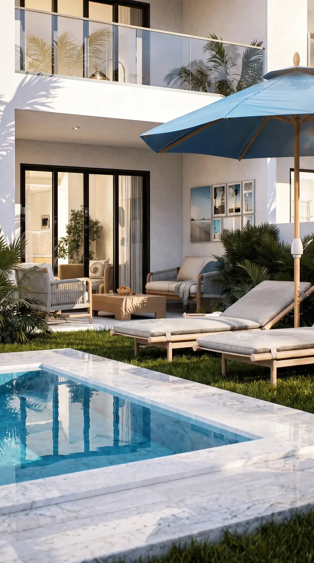 Fachada de un edificio y piscina del proyecto Life Experience Park & Resort