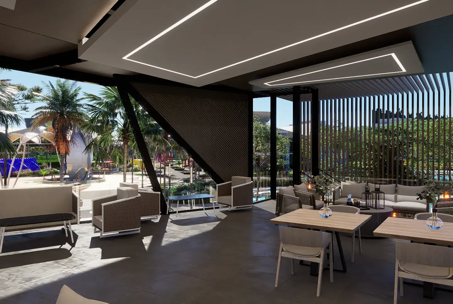 Restaurante y paseo gastronómico de Life Experience Park & Resort