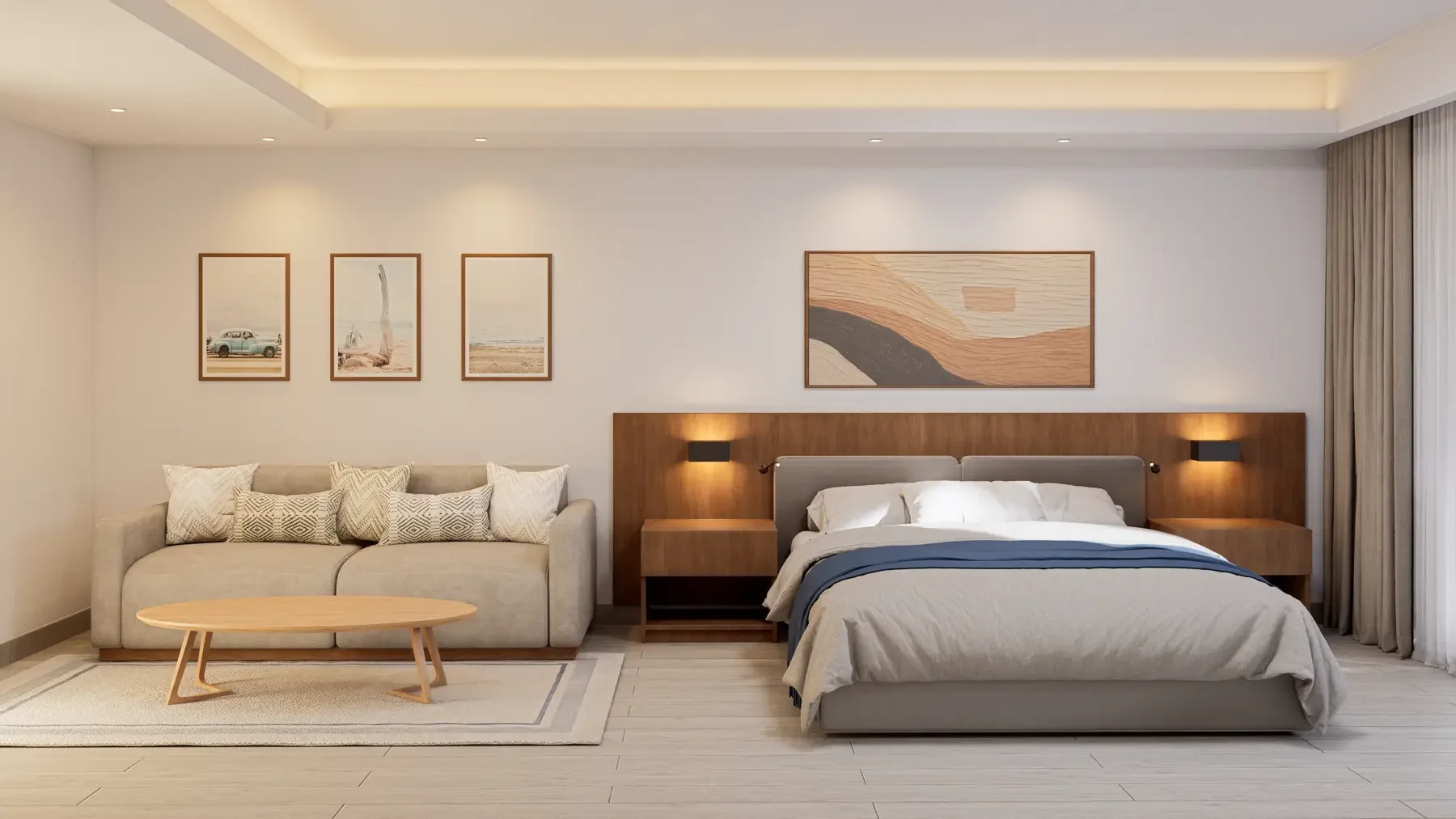 Interior de una suite hotelera de Life Experience Park & Resort