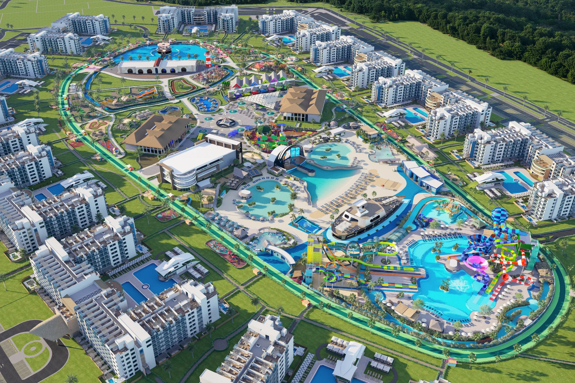 Master plan de apartamentos, resort y parque de experiencias en Punta Cana