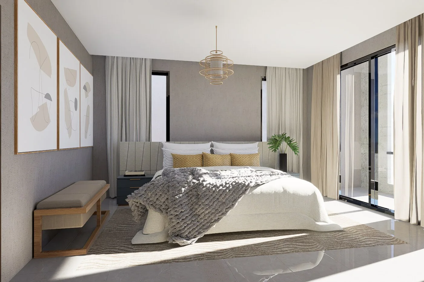 Render de habitación principal en Gaudí II