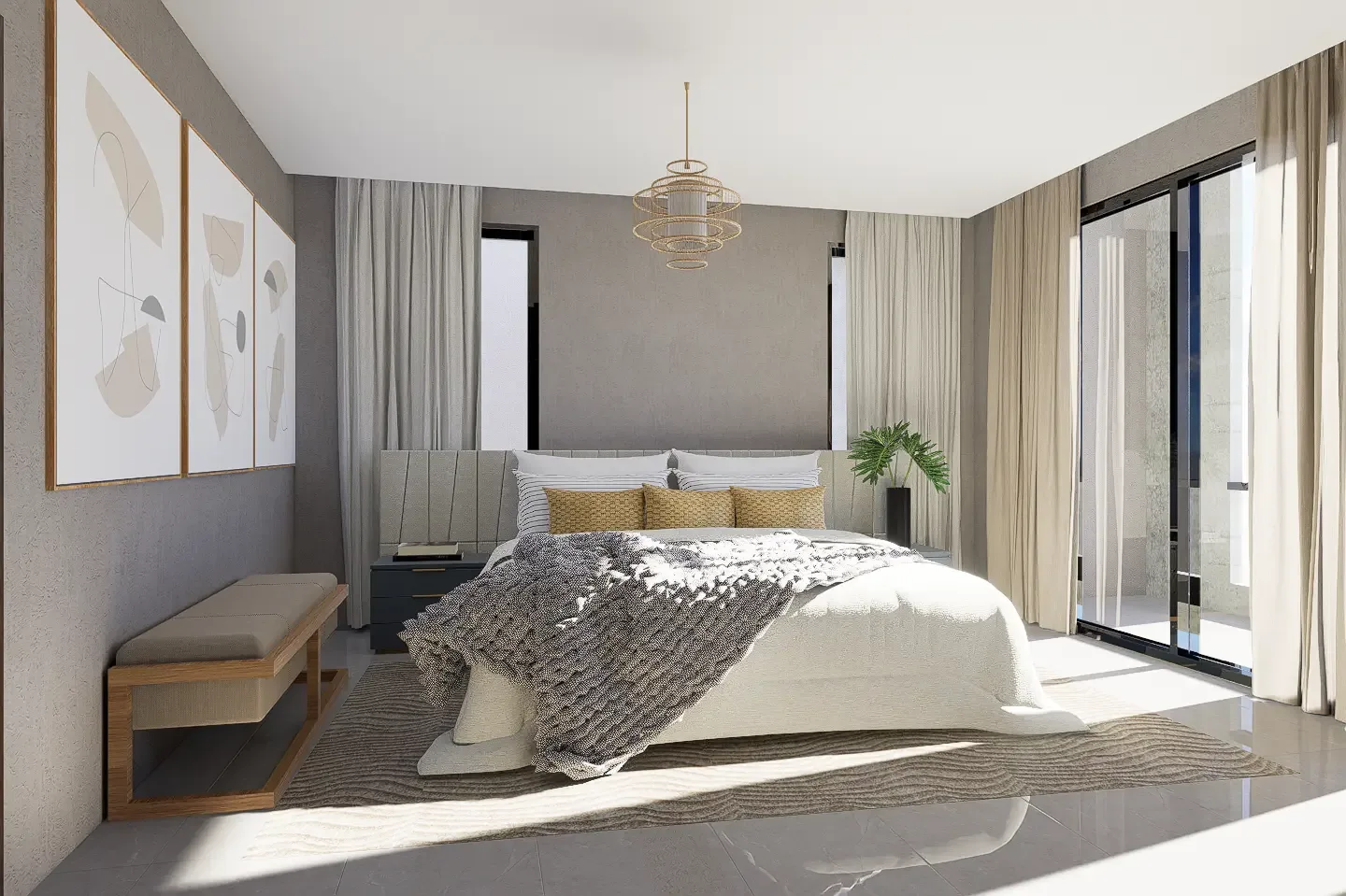 Dormitorio principal de una villa en Villas Gaudí II