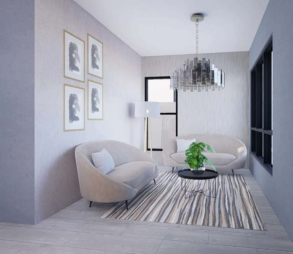 Render de sala de una villa Gaudí II