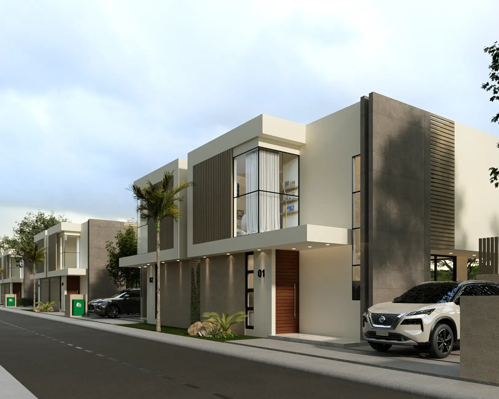 Vista exterior lateral de las villas Lotus Residences