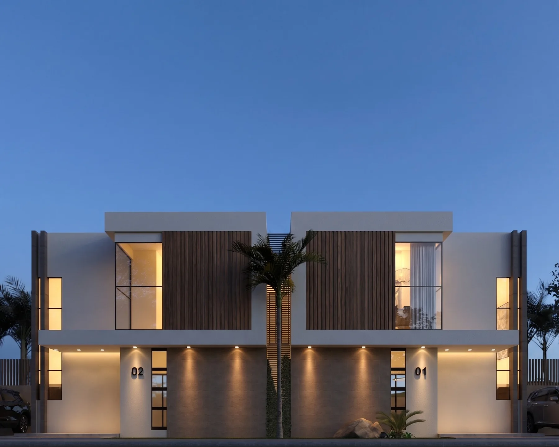 Vista frontal de una villa Lotus Residences
